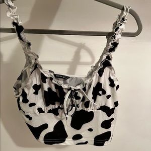Large SHEIN cow print crop top